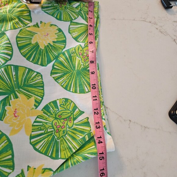 Lilly Pulitzer Hip Hop Hurray Green Yellow Lily Pads Frogs Skirt Yellow Lace - Picture 8 of 11